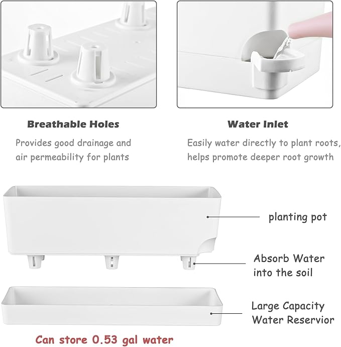 2 Pack Self Watering Pots for Indoor Plants 17 Inches Window Boxes Planters - Image 4