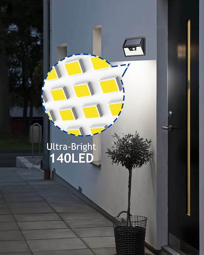 Peasur Solar Lights Outdoor Waterproof, 4 Pack 140LED Motion Sensor Light - Image 7