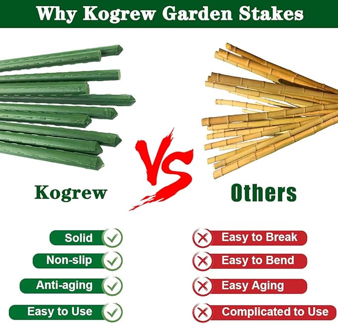 7Feet Garden Stakes Sturdy Plant Sticks Support Tomato Stakes - Image 4