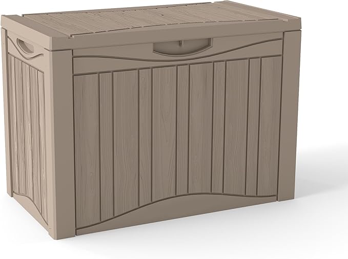 TARKARI 50 Gallon Lockable Resin Deck Box, Waterproof & UV-Resistant Outdoor by Home