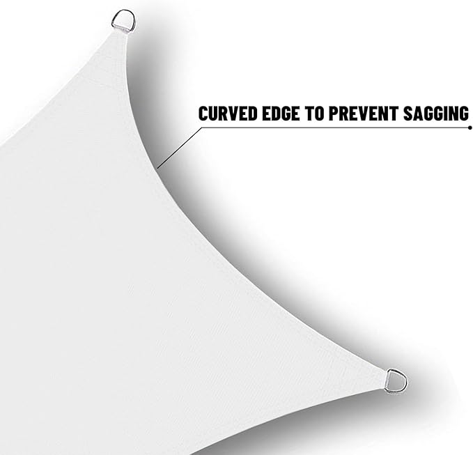 SUNNY GUARD Waterproof Sun Shade Sail 15'x15'x15' White Triangle UV Block - Image 4