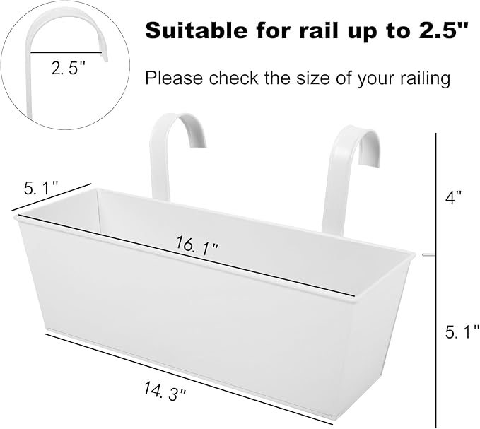 Railing Planters Outdoor Balcony 16 Inch Deck Over The Railing Planter Boxes - Image 3