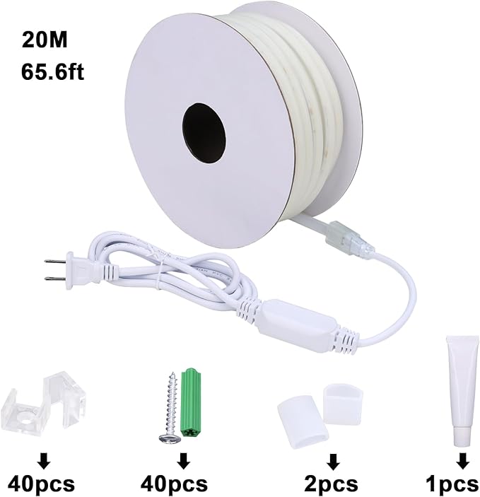 AC 110V COB LED Strip Lights Outdoor Waterproof 65.6ft, 6000K Cool White Super - Image 8
