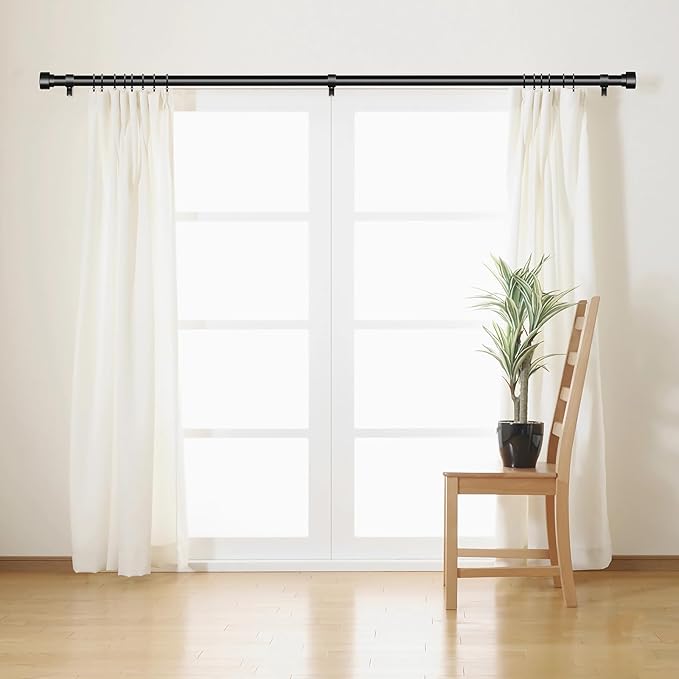 Time Forest Curtain Rods for Windows 32 to 170, 1 Inch Adjustable Black Heavy - Image 3