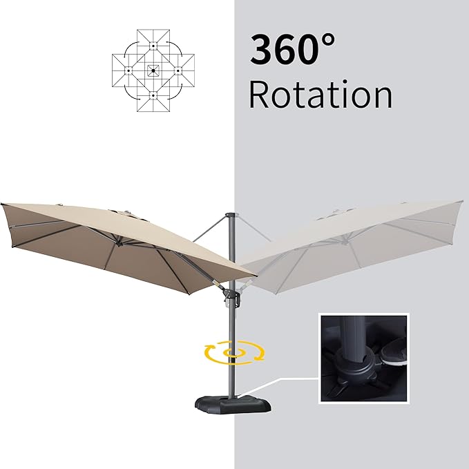 PURPLE LEAF 9' X 11.5' Patio Umbrella Outdoor Cantilever Rectangle Umbrella - Image 7