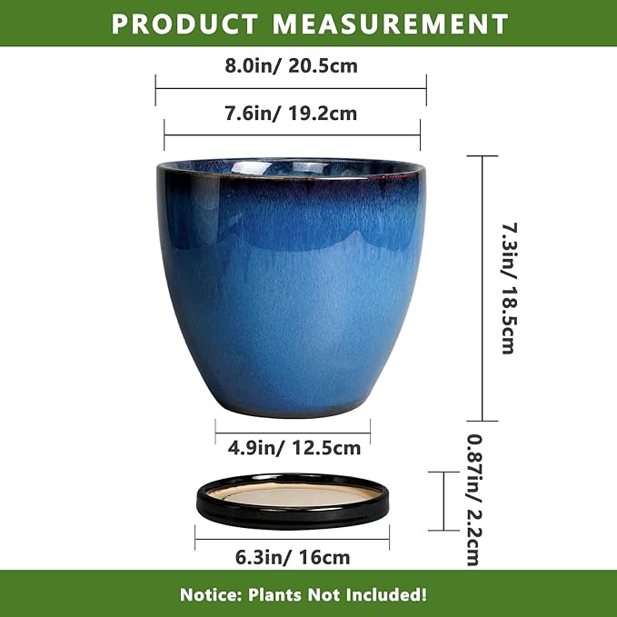 8 Inch Planter - Ceramic Plant Pot - Image 3