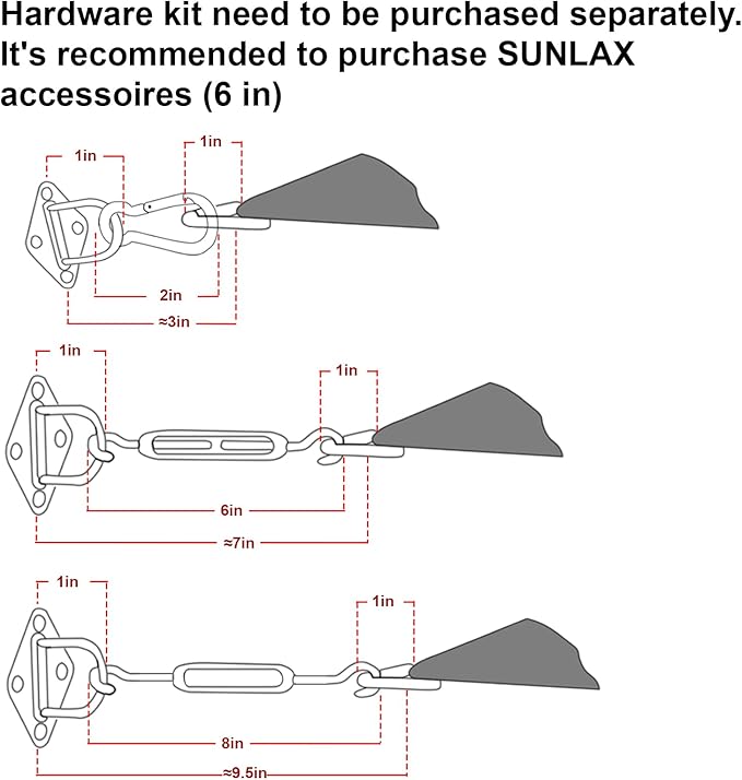 SUNLAX Sun Shade Sail SS-194 12' x 20' Turquoise Blue Rectangle Canopy Sail - Image 3