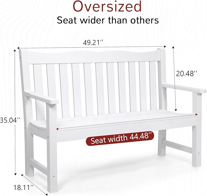 Stoog 2-Person Outdoor Bench, All-Weather HIPS Plastic Garden Bench - Image 3