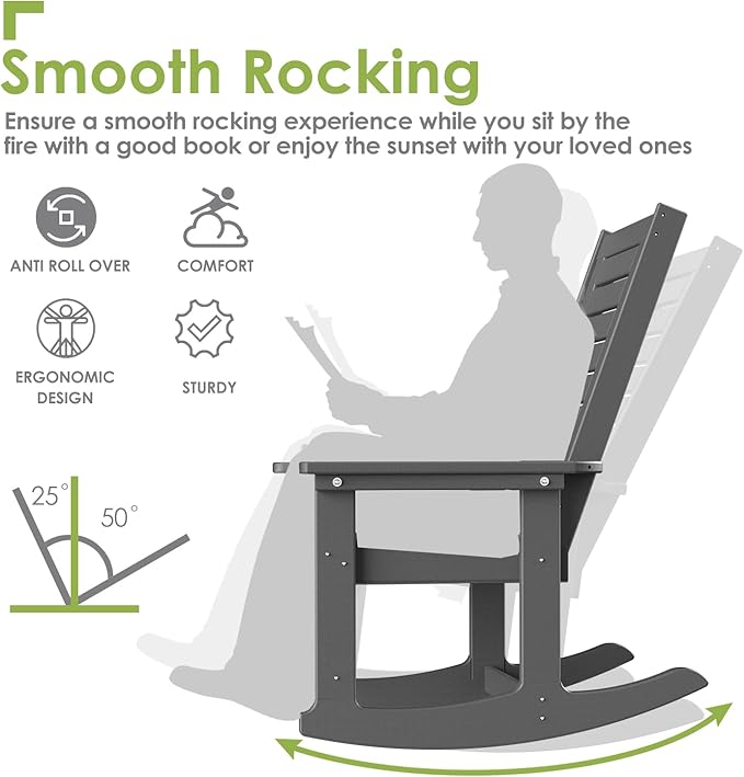 GREENVINES Outdoor Rocking Chair Set | 3-Piece | 2 Rocking Chairs - Image 5