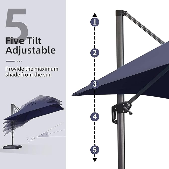 PURPLE LEAF 10' X 13' Patio Umbrella Outdoor Cantilever Rectangle Umbrella - Image 6