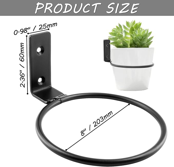 2 Pack 8 inch Flower Pot Holder Ring, Flower Pot Holder Ring Wall Mounted Set - Image 4