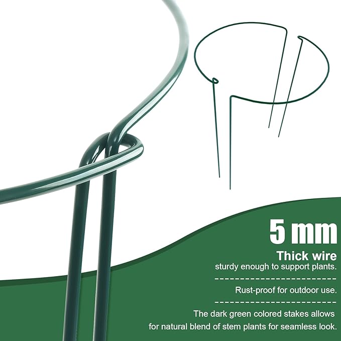 FEED GARDEN 6 Pack Plant Support Stakes, Peony Cages and Supports, Metal Garden - Image 3