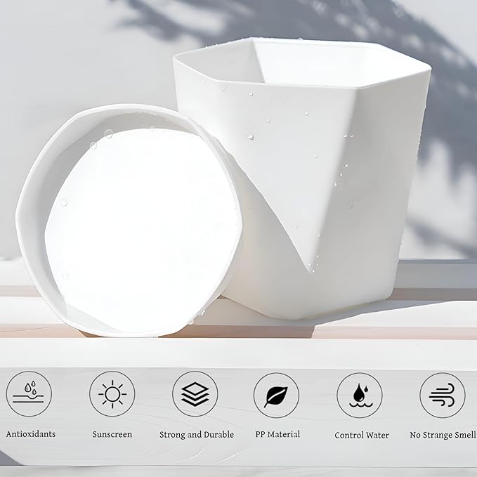 InmeRun Plant Pots Indoor Plastic Flower Pots Outdoor 5 inch Set of 12 Pack - Image 5