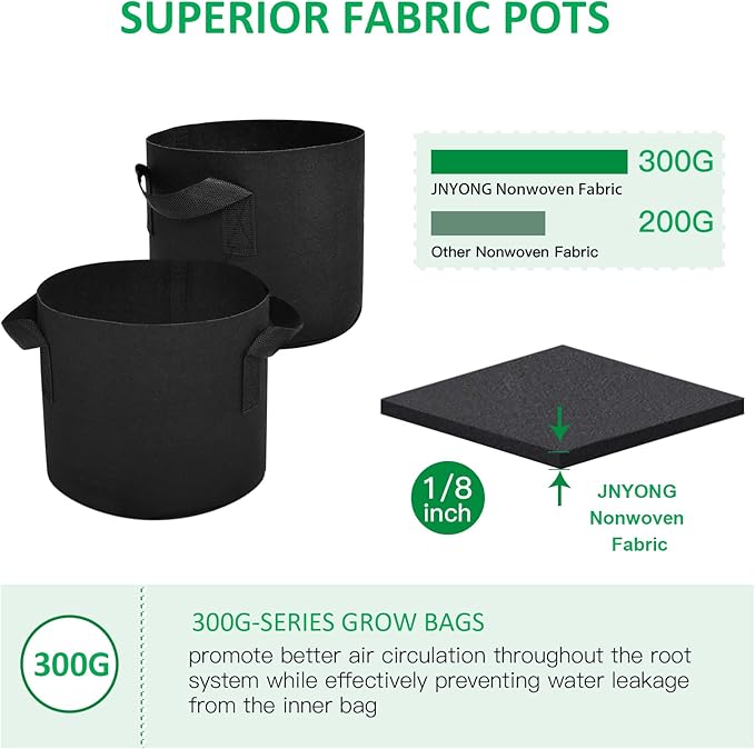 NYONG 12-Pack 20 Gallon Thickened Non-Woven Grow Bags, Aeration Fabric Pots - Image 4