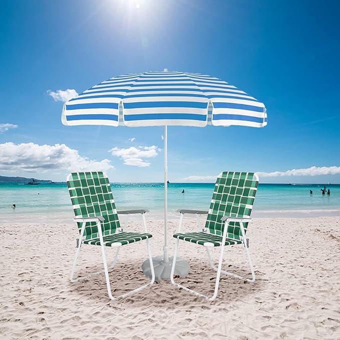 VINGLI Patio Lawn Webbed Folding Chairs Set of 2, Outdoor Beach Chair Portable - Image 2