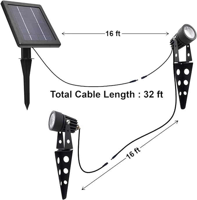 MINI 50X Twin Solar-Powered Cast Aluminium Warm White LED Spotlight 60-100 - Image 3