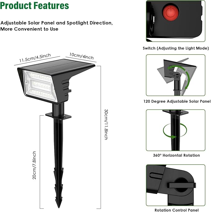 Solar Spot Lights Outdoor with 7 Lighting Modes RGB, 4 Pack Solar Color - Image 8