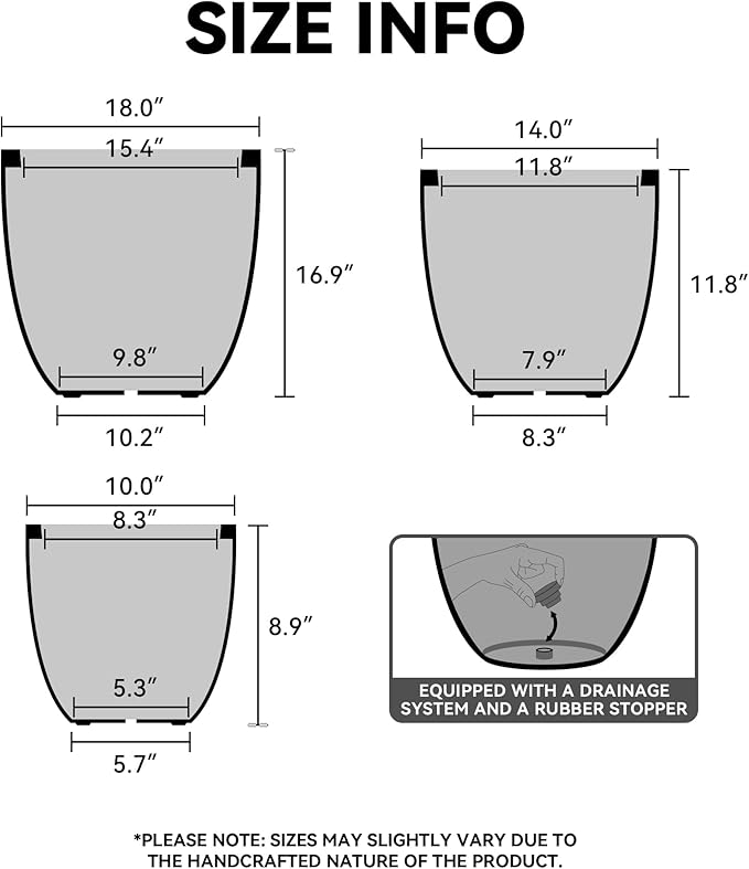 Kante 18 Inch Dia Round Concrete Planter, Indoor Outdoor Large Plant Pot - Image 2