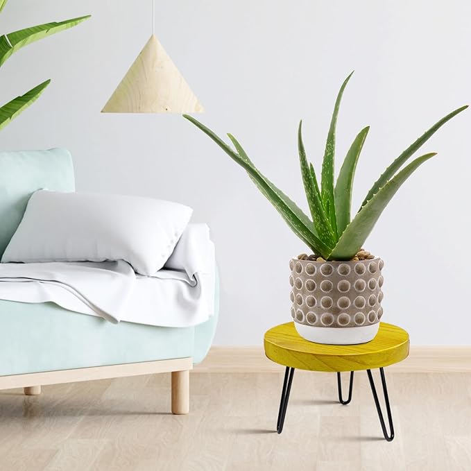 OBTAIN Plant Stand Indoor Outdoor, Wooden plant Stool, Mid Century Plant Stand - Image 3