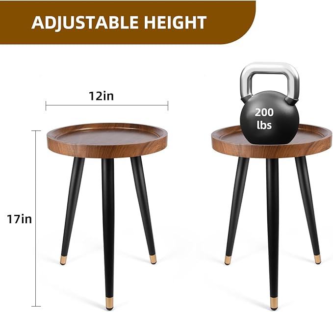 Plant Stand Indoor, Mid Century Walnut Wood Plant Table, Heavy Duty Metal Tall - Image 3