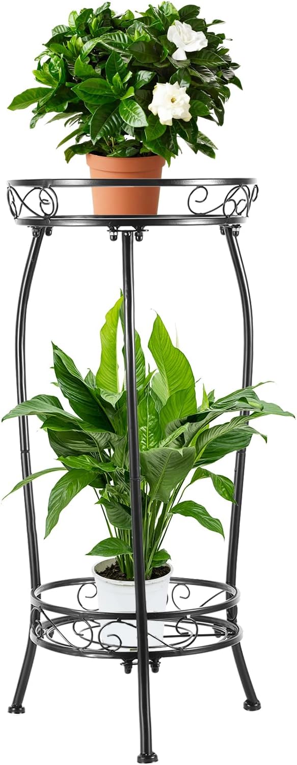 Plant Stand Indoor Outdoor 2 Tier 27" Tall Metal Potted Holder Rack Flower Pot by LOYALTIGER