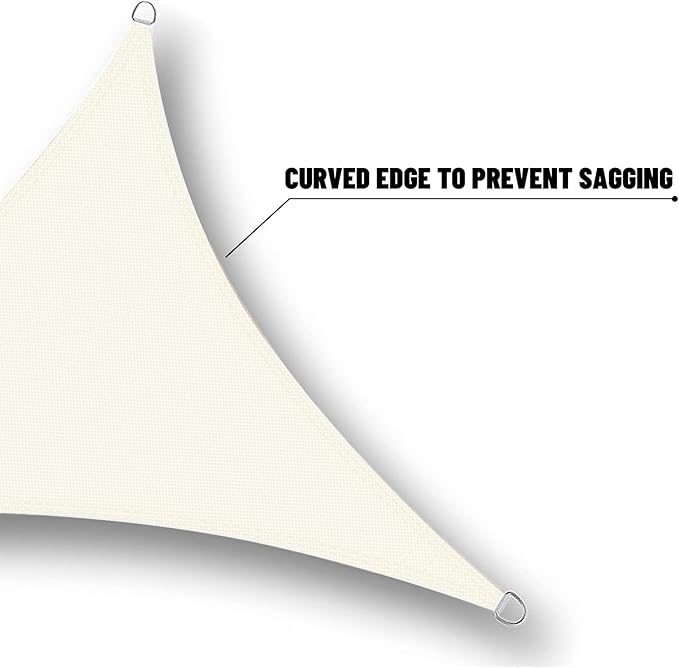 SUNNY GUARD Waterproof Sun Shade Sail 8'x12'x14.4' Cream Right Triangle UV - Image 5