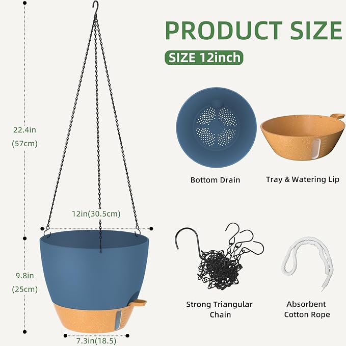 ZMTECH 12 Inch Hanging Planters - Image 3