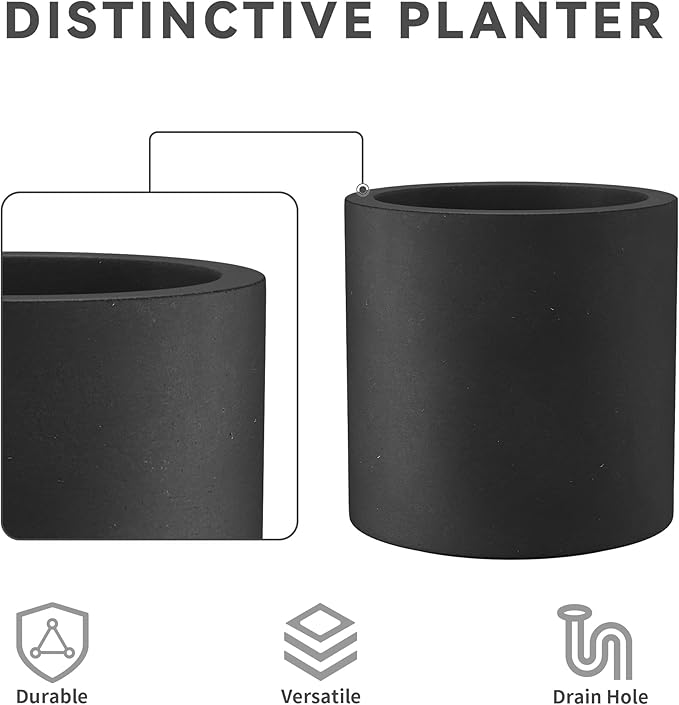 Kante 9.8", 15.7" Dia Round Concrete Planter Set of 3, Modern Style Large - Image 8