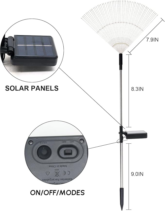 Solar Garden Firework Lights Outdoor Waterproof 4 Pack Solar Powered Art Stake - Image 4