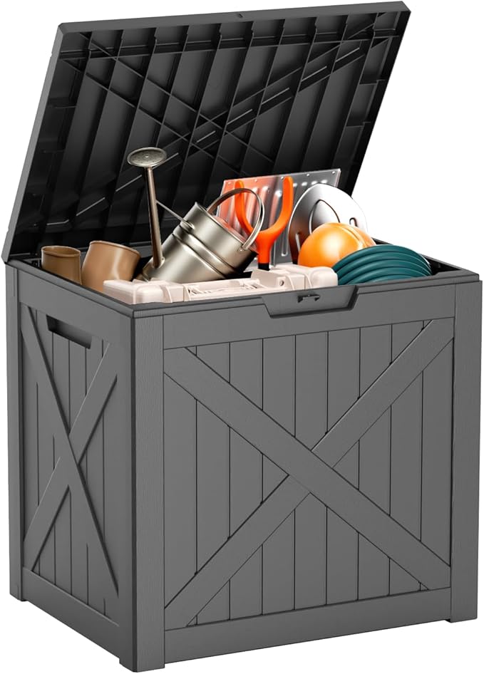 32 Gallon Outdoor Deck Box, Lockable Waterproof Outdoor Storage Boxes by MAIUSCOLI