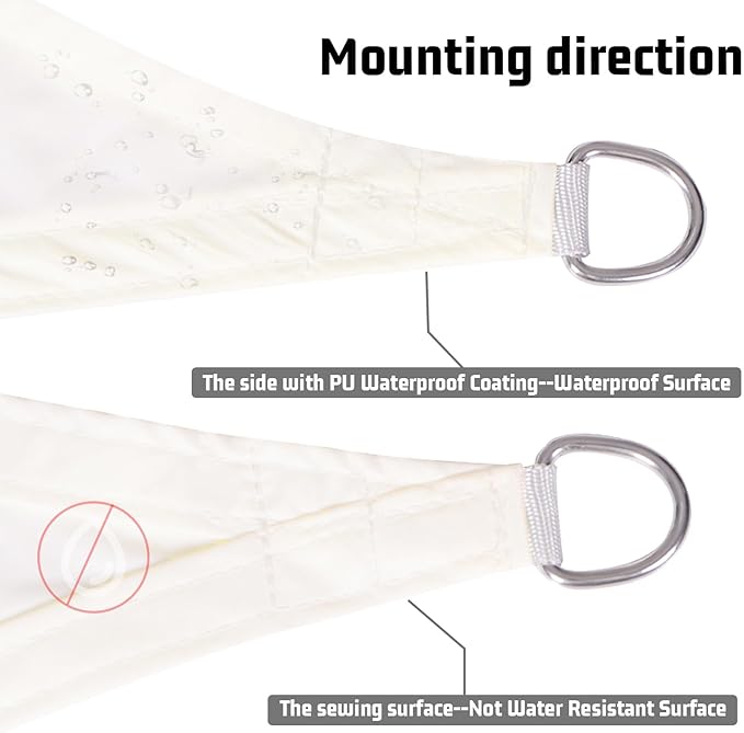 LOVE STORY Right Triangle 13'x13'x18.4' Waterproof Sun Shade Sail Canopy UV - Image 4