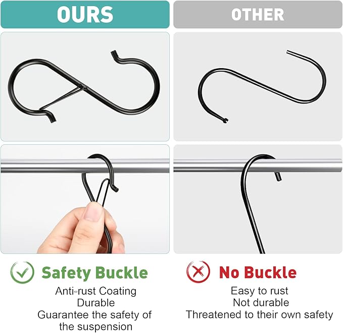 Navona 20 Pcs S Hooks for Hanging Heavy Duty, 3.5-inch Heavy Duty Metal S Hook - Image 5