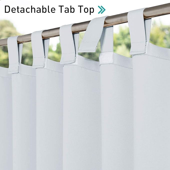 NICETOWN Outdoor Patio Curtainss Waterproof Set of 2, Thermal Insulated Sticky - Image 3
