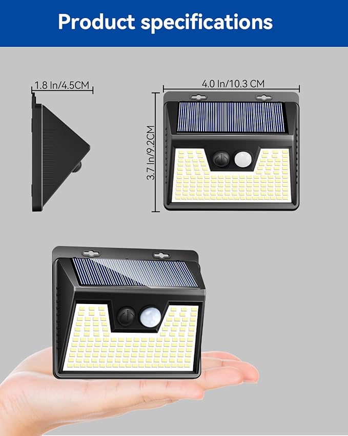 Peasur 140LED Solar Powered Lights Outdoor Waterproof, 3 Packs Motion Sensor - Image 3