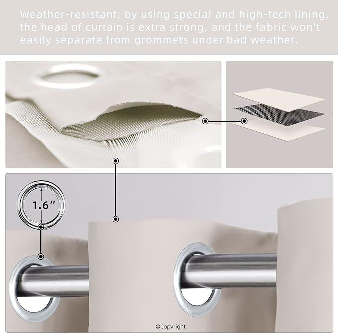 Waterproof Outdoor Curtain W52 x L63 - Image 3