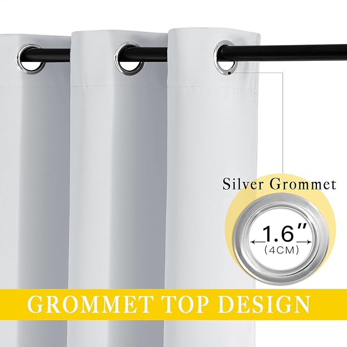 NICETOWN Greyish White Sliding Door Curtain 118 inch Length, Grommet Room - Image 3