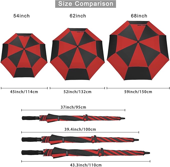 G4Free 47/54/62/68/72 Inch Automatic Open Golf Umbrella Oversize Extra Large - Image 3