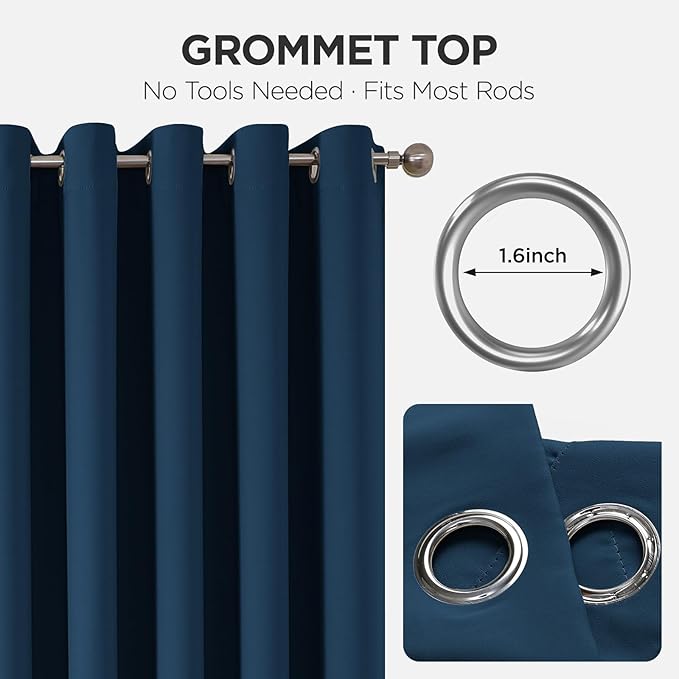 Joydeco Blackout Patio Sliding Door Curtains 72 Inches Long, Grommet Privacy - Image 7