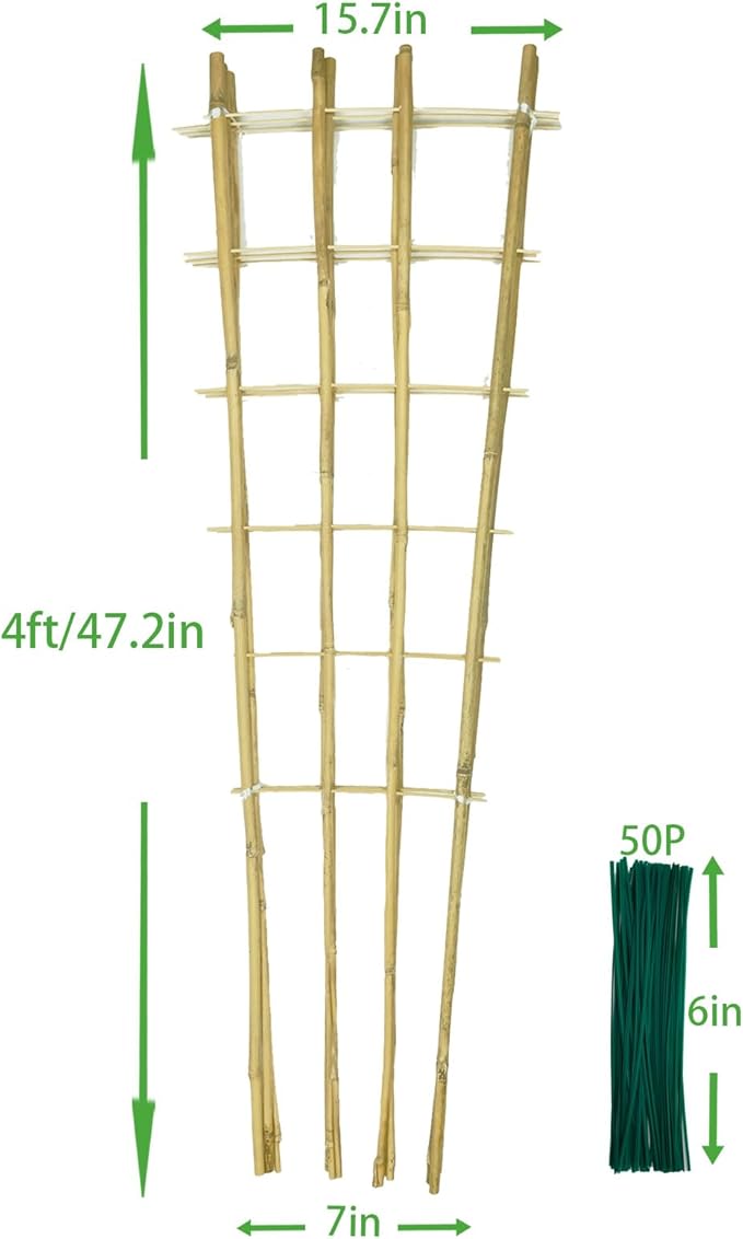 Natural Bamboo Trellis, Fan-Shaped Plant Support Trellis - Image 7