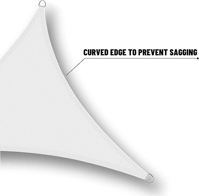 SUNNY GUARD Waterproof Sun Shade Sail 16' x 16' x 16' White Triangle UV Block - Image 4