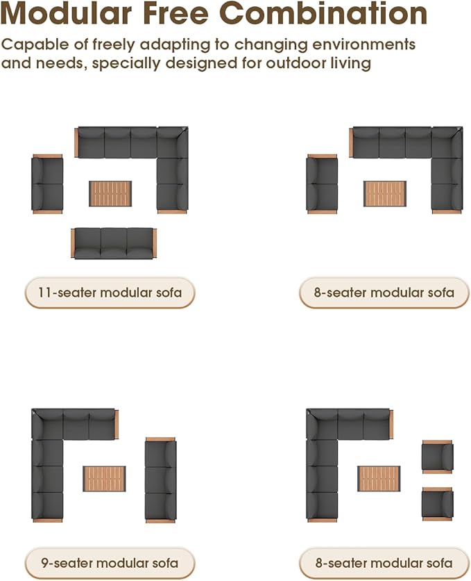 Aluminum Outdoor Patio Furniture Set 6 Seats, Outdoor Sectional Corner Sofa Set - Image 7