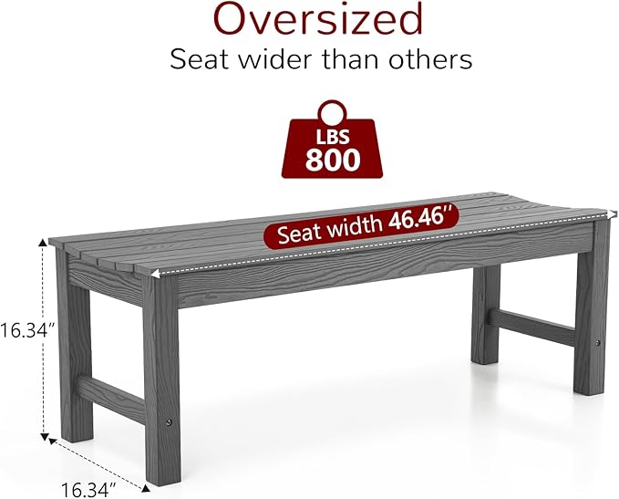 Stoog Outdoor Bench, 2-Person Outdoor Poly Lumber Backless Bench, Weatherproof - Image 3