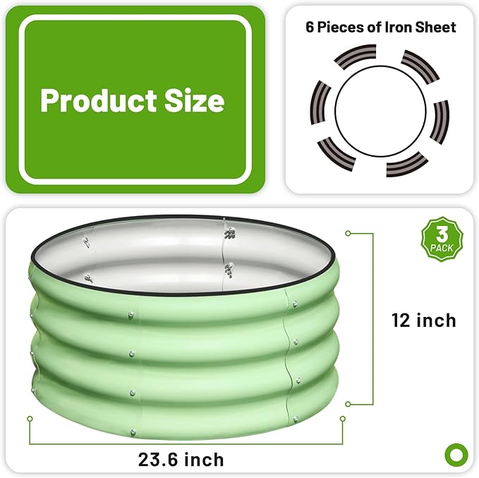 SnugNiture 2x2x1ft Round Galvanized Raised Garden Bed Kit Outdoor, Metal - Image 3