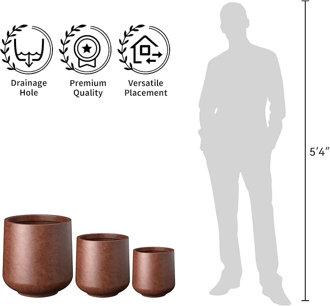 Kante 15.3"+11.6"+8.2" Dia Round Concrete Planter, Large Outdoor Indoor Planter - Image 7