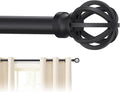 Black Curtain Rods for Windows, 5/8 Inch Heavy Duty 66 to 120” Small Curtain by Poskena
