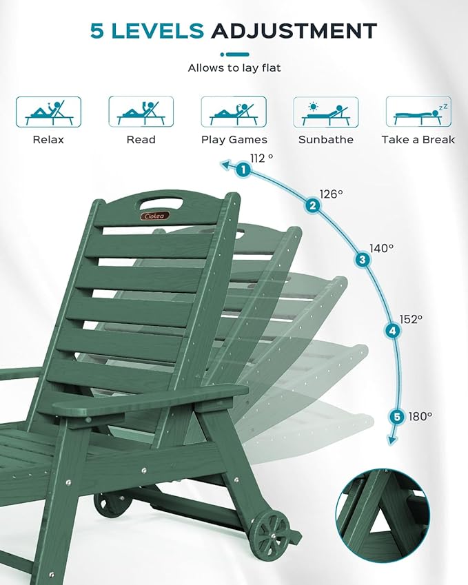 Outdoor Lounge Chair Set of 4, All Weather Patio Chaise Lounge Chair - Image 4