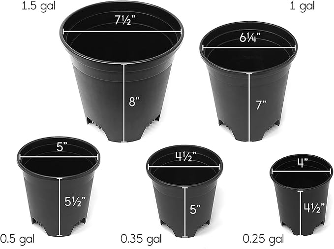 1.5 Gallon Black Nursery Pot Plastic Planters - Image 5