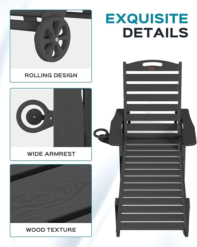 Outdoor Lounge Chair Set of 4, All Weather Patio Chaise Lounge Chair - Image 5