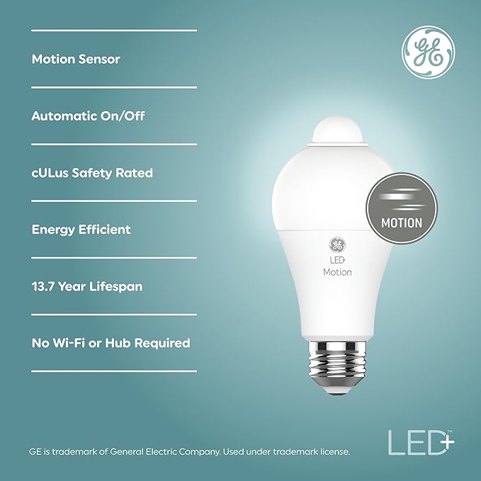 GE LED+ Motion Sensor LED Light Bulbs, Outdoor Security Lights, Warm White - Image 2