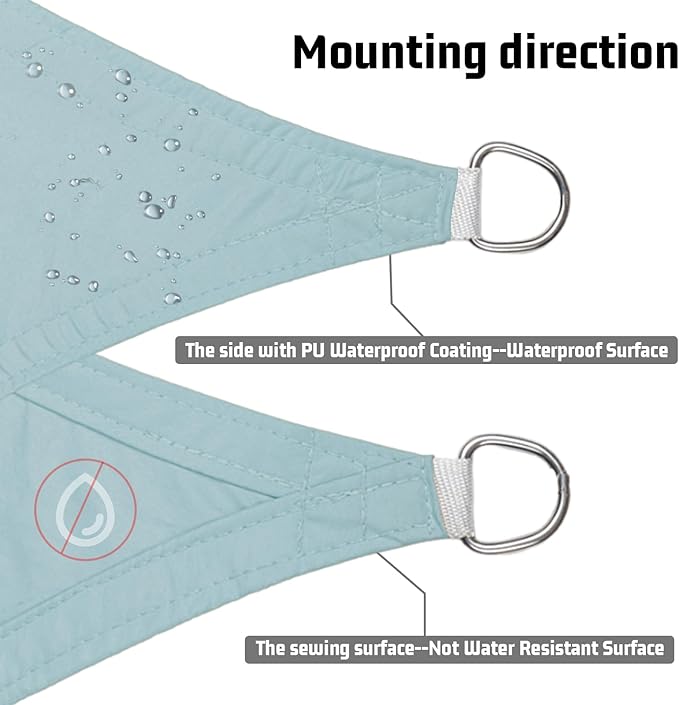 LOVE STORY Waterproof 6.5' x 10' Rectangle Sky Blue Sun Shade Sail Cannoy UV - Image 3
